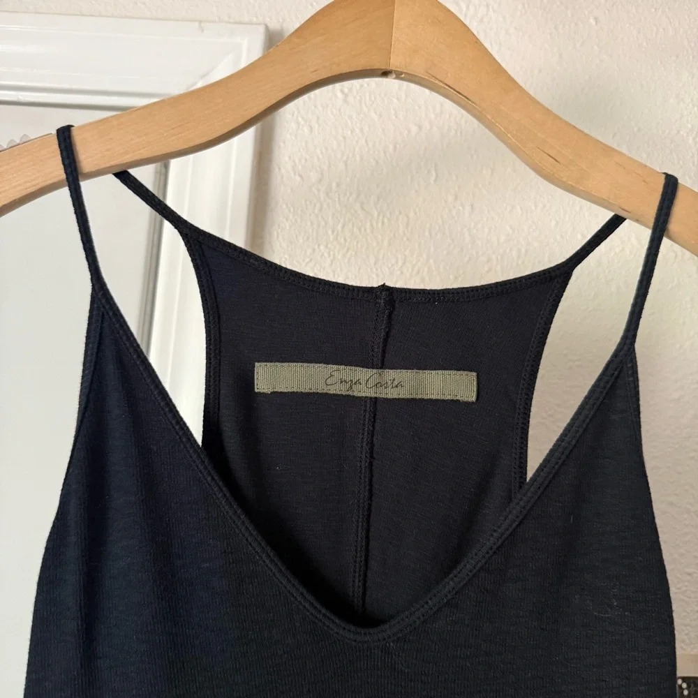 ENZA‎ COSTA black cotton racer back sleeveless bodycon midi dress